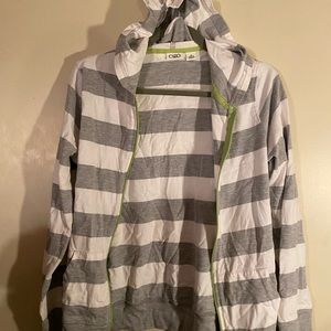 Cato Med Grey & White Stripes hoodie w/ zipper